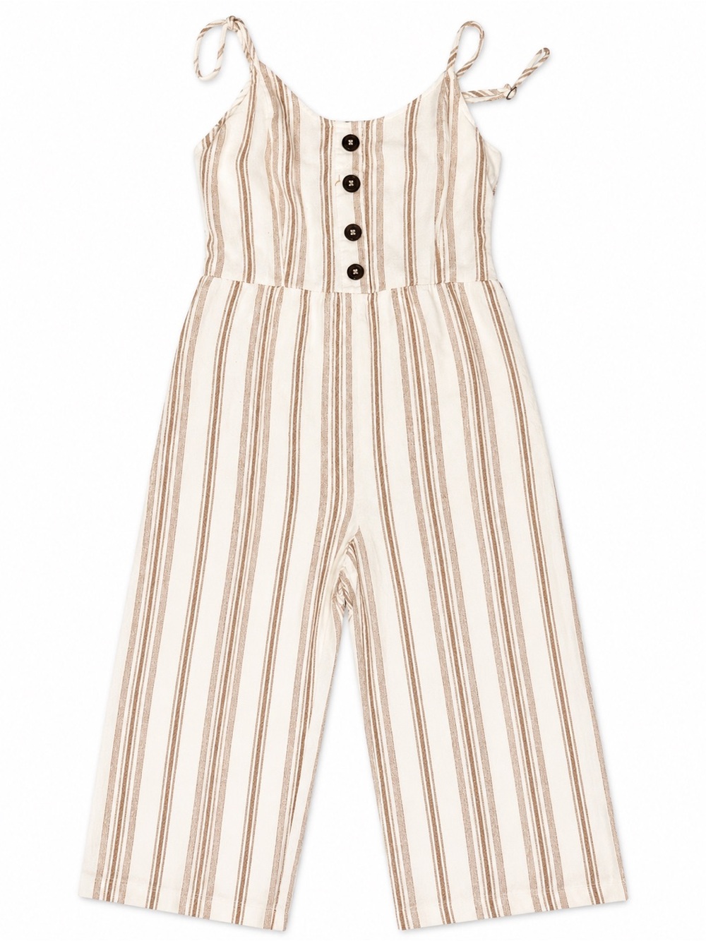 Justify Cream & Brown Striped Tie-Shoulder One-Piece